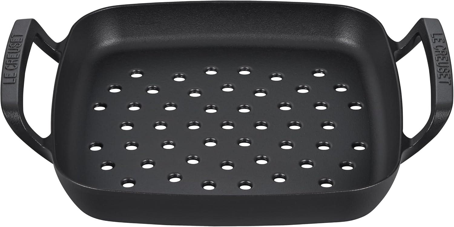 Le Creuset Alpine Outdoor Collection Enameled Cast Iron Square Grill Basket, 12'