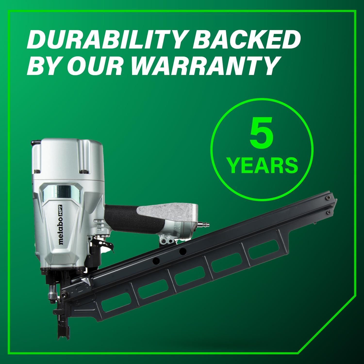 Metabo HPT Framing Nailer, Pro-Preferred Pneumatic Power Nailer & Framing Tool for Flooring, Roof Decking, Selectable Trigger & Rafter Hook, 21° 2' to 3-1/4' Plastic Collated Nails, NR83A5
