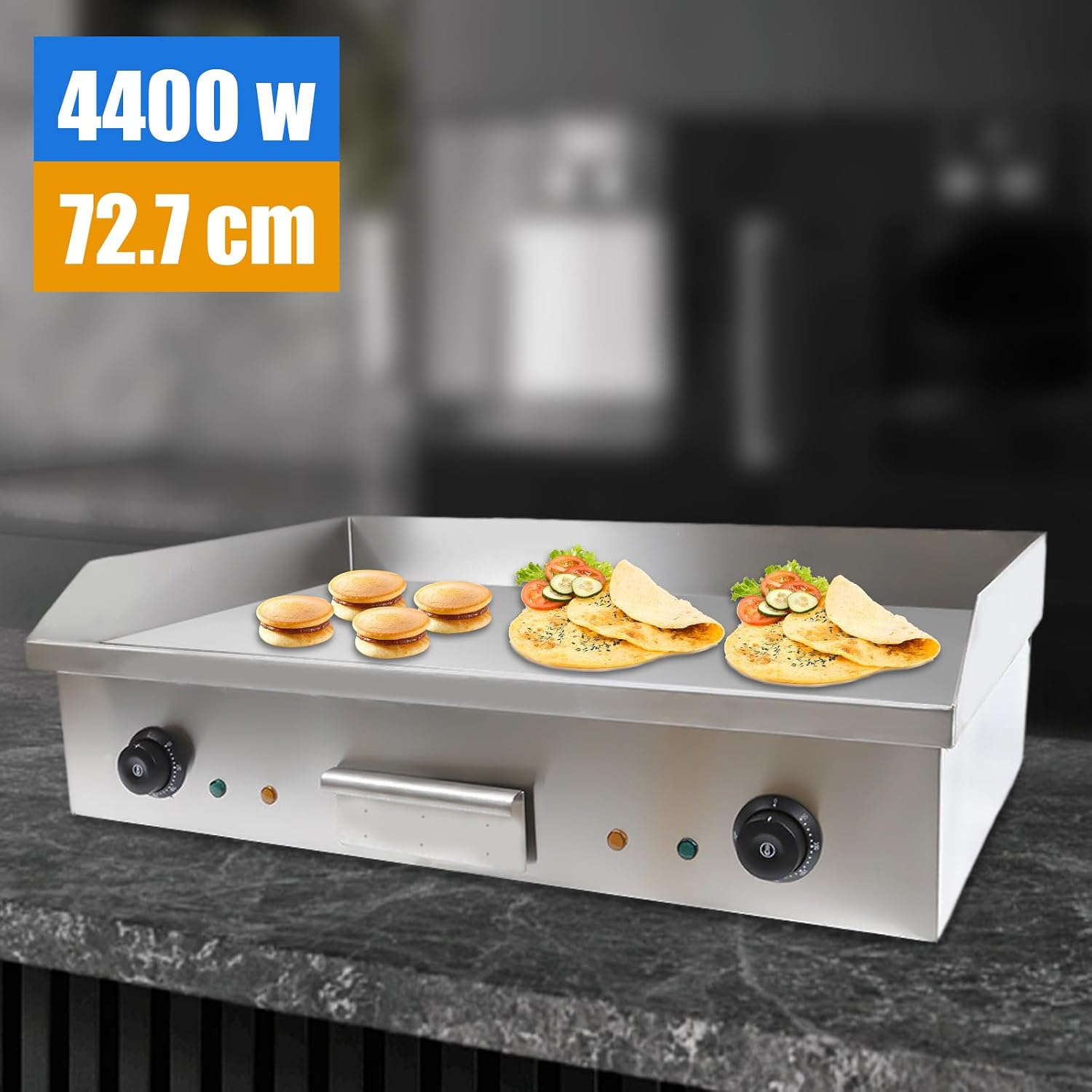 3000W Commercial Electric Countertop Griddle, 28'Cooktop Flat Top Grill Hot Plate,Iron Flat Top Stove Grill Dual Control Temperature 122°F-572°F Teppanyaki Machine Electric Grills Cooking