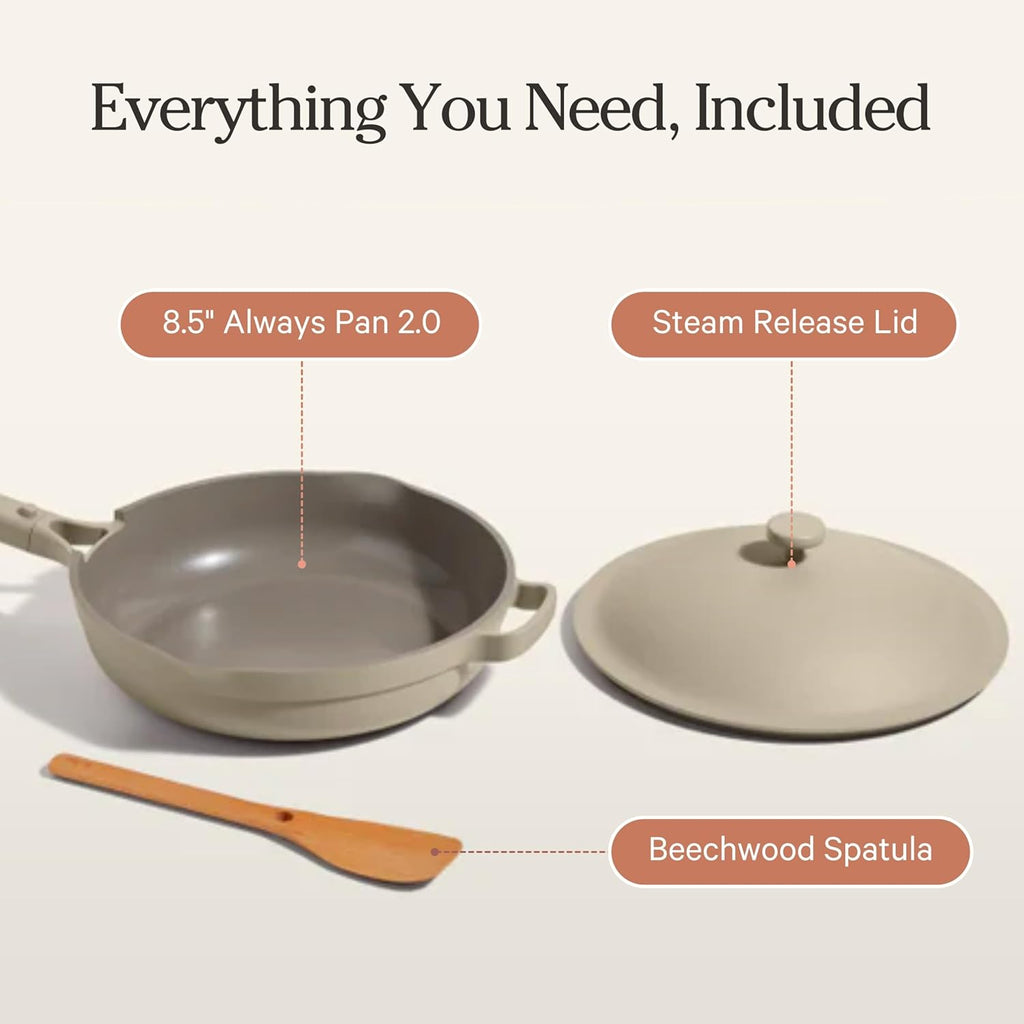 Our Place Mini Always Pan | 8.5' Ceramic Pan with Modular Lid & Beechwood Spatula | Patented 10-in-1 Nonstick, Non-Toxic Cookware Made Without PFAS | Induction & Oven-Safe up to 450°F | Steam