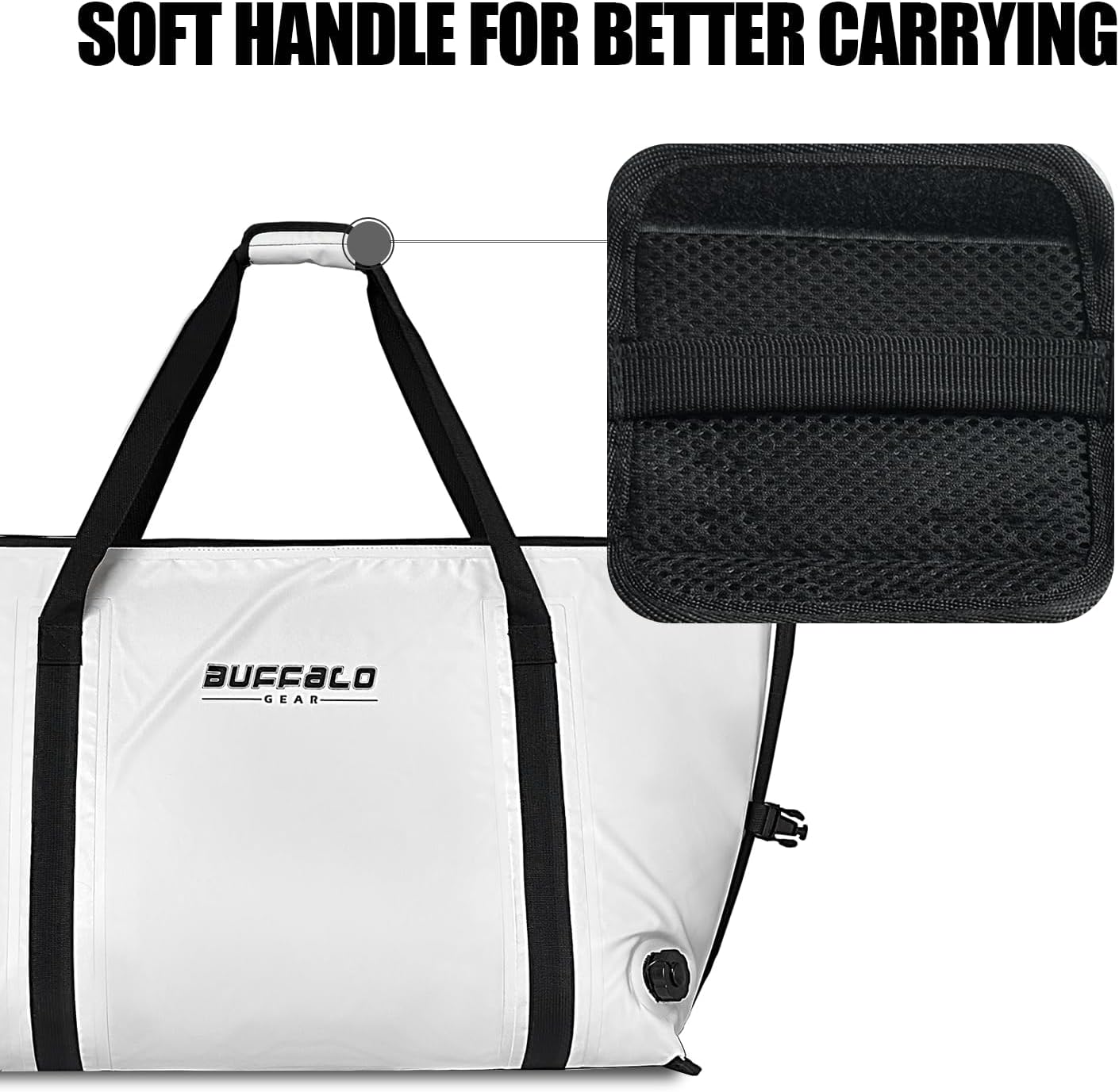 Buffalo Gear Insulated Fish Cooler - 27.5QT 58QT Waterproof Flat Bottom Bag, Leakproof and Fishing Kill Bag