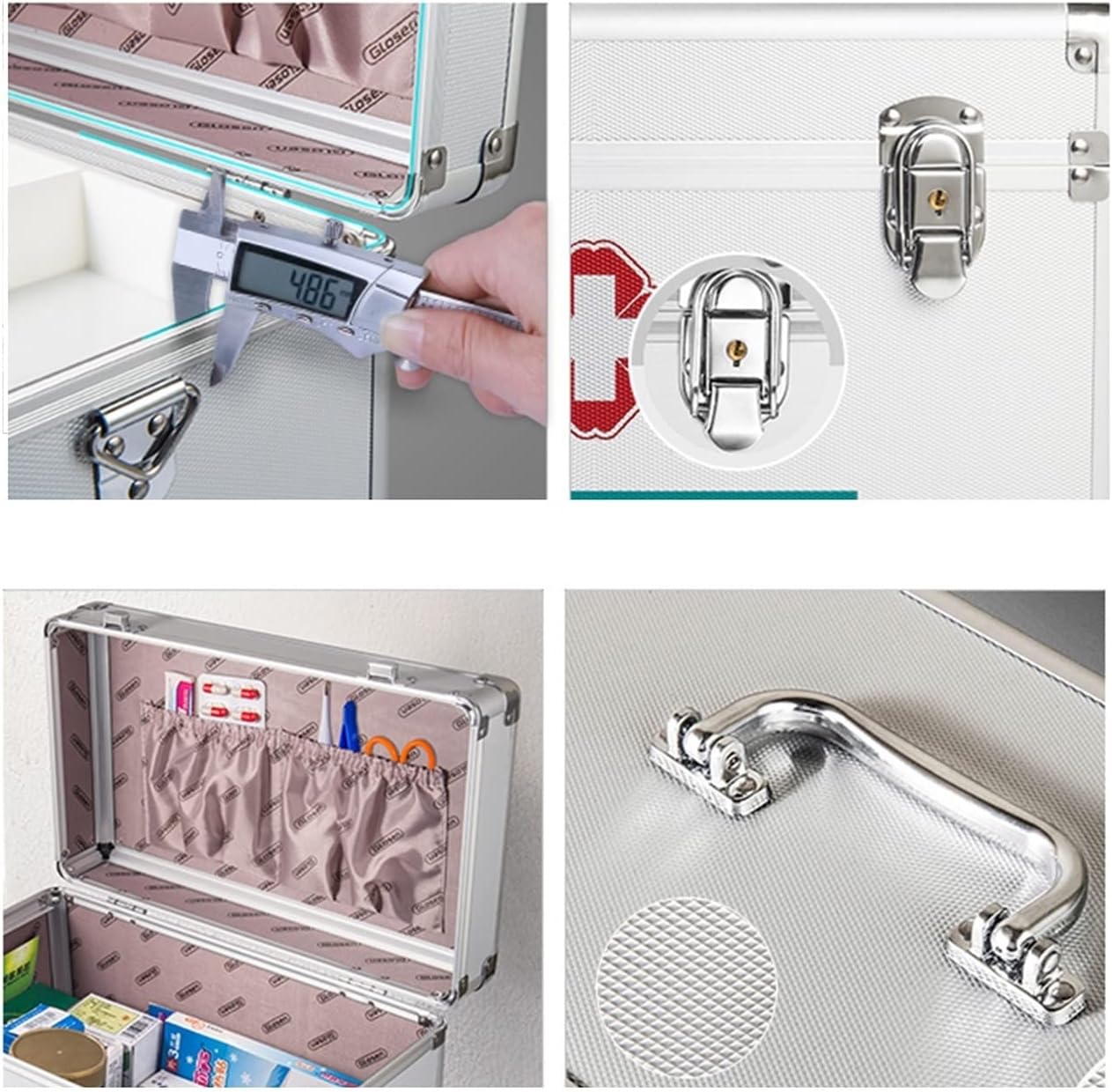 Medicine Storage Box Organizer Jewelry Travel Pill Case Family First Aid Portable Chest Cabinets -Empty Kit Medical Supplies Collection Container with Lock for Home
