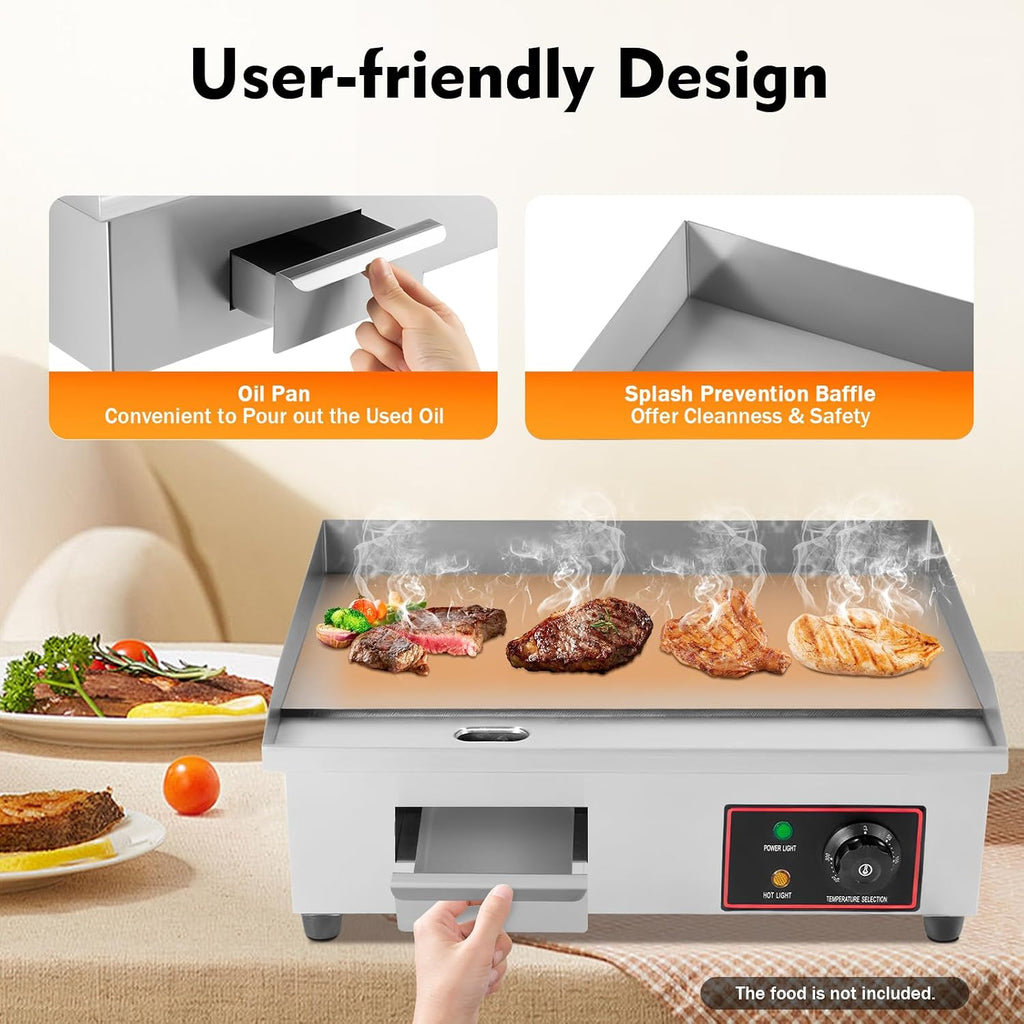 3kW 110v Portable Tabletop Flat Top Grill Electric Griddle Outdoor BBQ Camping