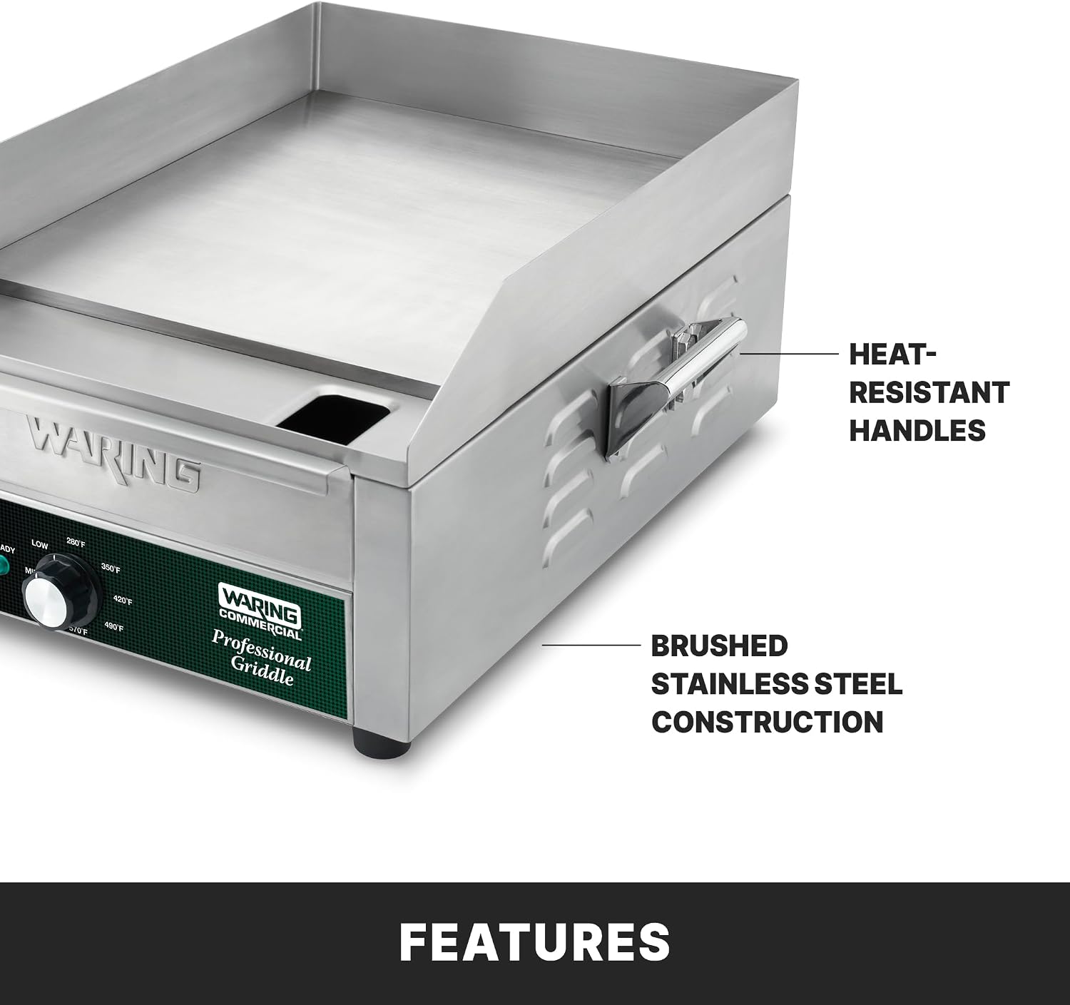 Waring Commercial Electric Countertop Griddle, 14' x 16' Cooking Surface, Professional Flat Top, NSF Certified for Commercial Kitchens & Restaurants, WGR140X