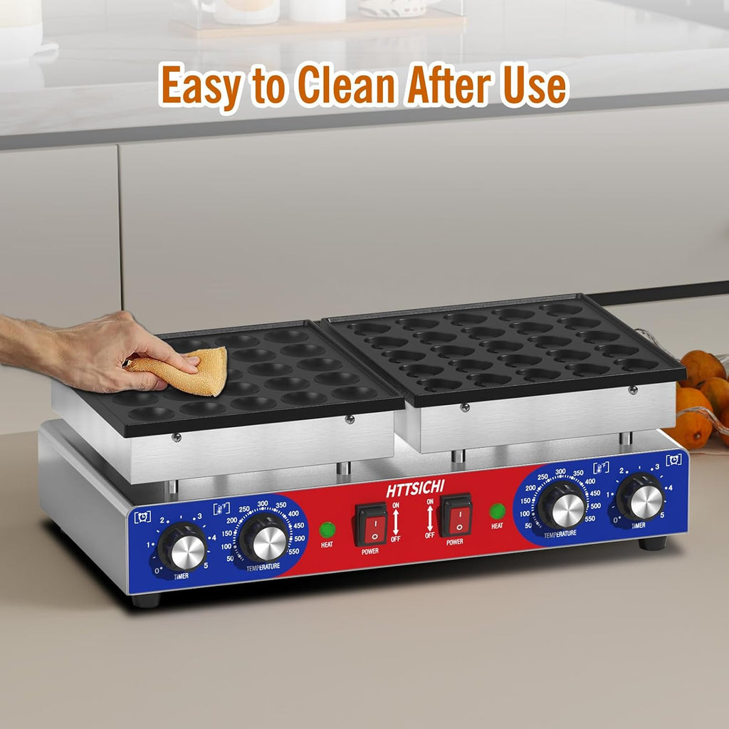 Electric Mini Pancake Maker, Temperature Control, Includes Baking Tools and Accessories (50 Pcs)