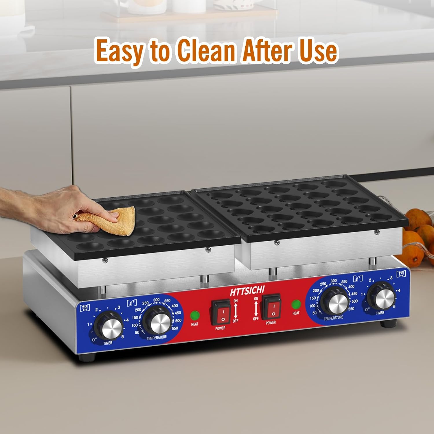 Electric Mini Pancake Maker, Temperature Control, Includes Baking Tools and Accessories (50 Pcs)