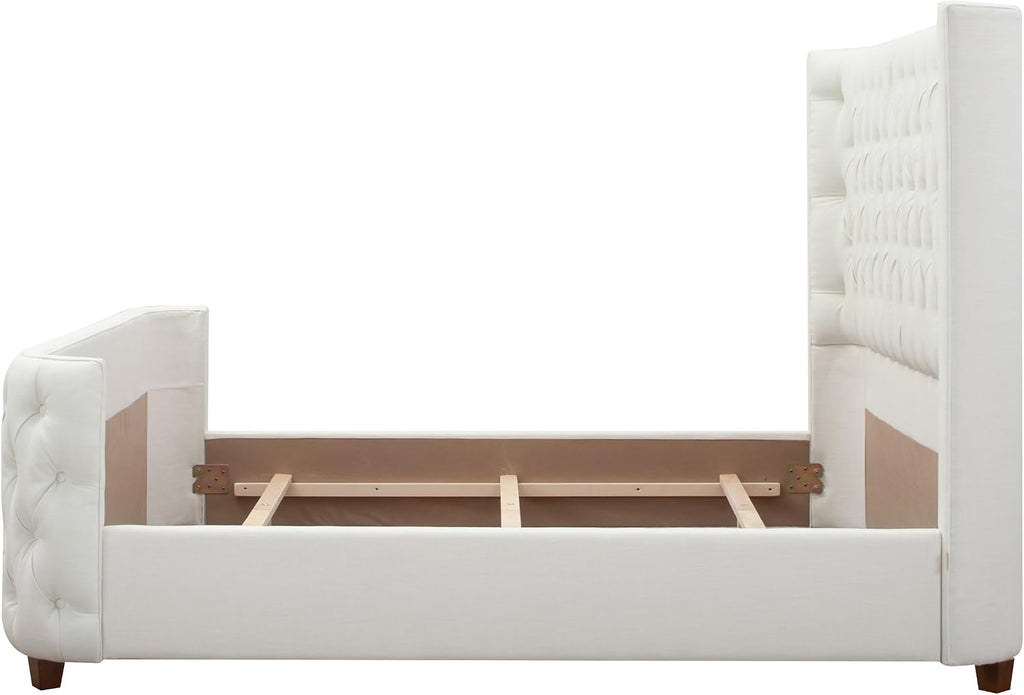 Jennifer Taylor Home Brooklyn King Tufted Panel Bed Headboard and Footboard Set, Antique White Polyester