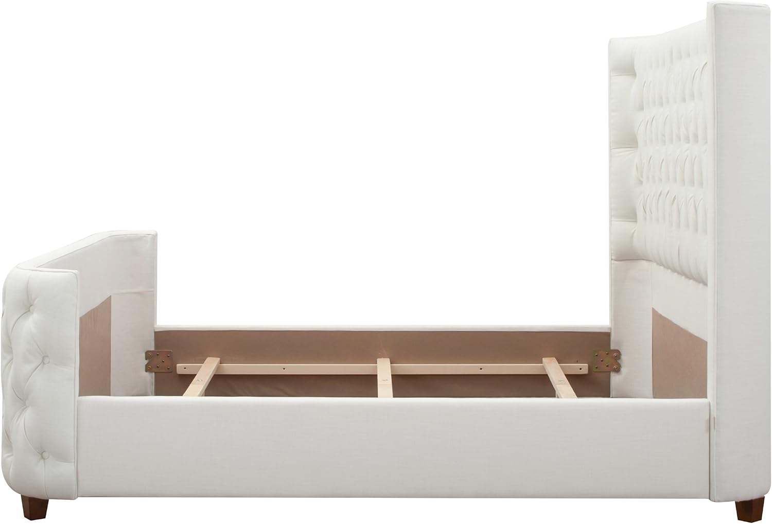 Jennifer Taylor Home Brooklyn King Tufted Panel Bed Headboard and Footboard Set, Antique White Polyester