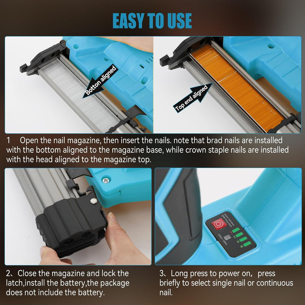 Upgraded Brushless 18GA Cordless Brad Nailer & Stapler,2-in-1 Electric Nail Gun for Ma-Kita 18V Batteries (Tool Only), 2 Firing Modes, Tool-Free Jam Release, Includes 2000 Fasteners