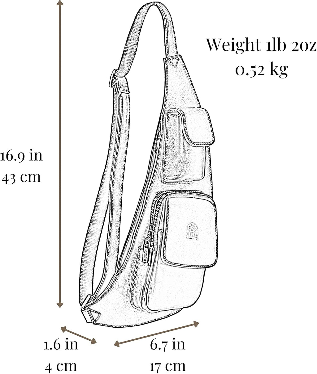 Time Resistance Leather Sling Bag - Crossbody Bag - Messenger Bag for Men and Women - Handmade Shoulder Bag Backpack