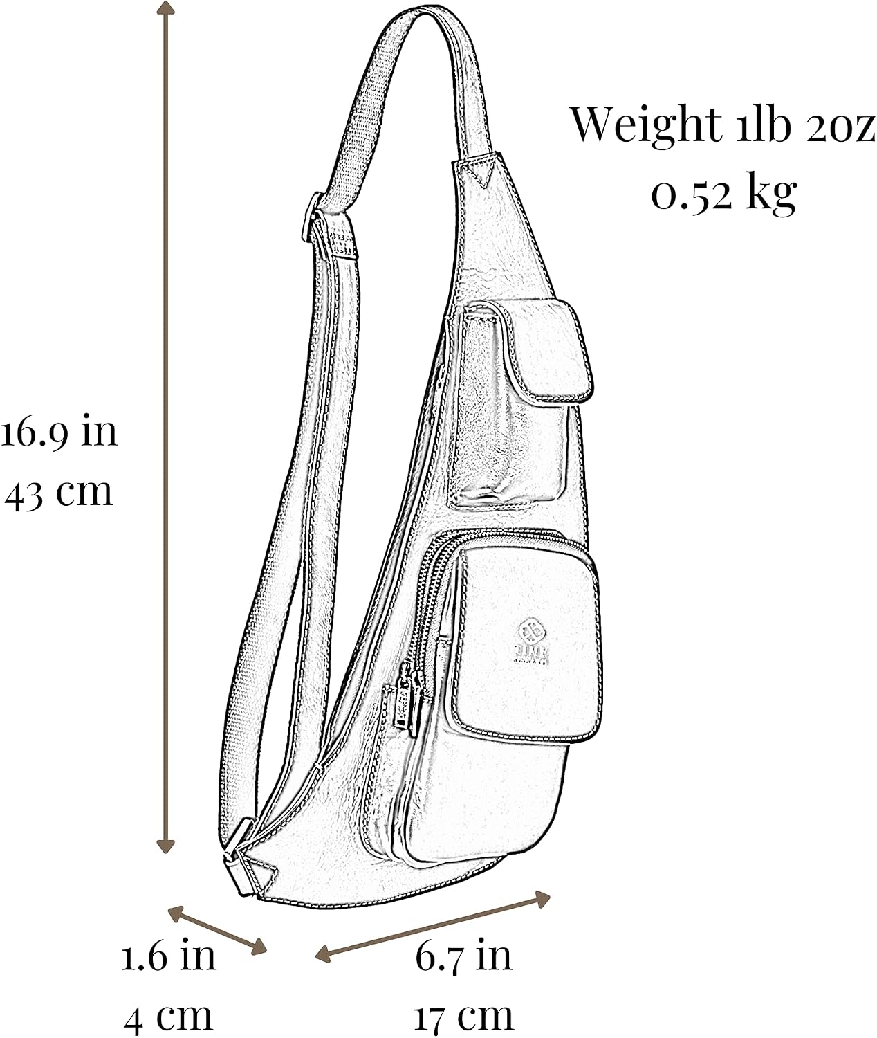 Time Resistance Leather Sling Bag - Crossbody Bag - Messenger Bag for Men and Women - Handmade Shoulder Bag Backpack