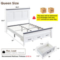 ACCOHOHO Farmhouse Queen Size Bed Frame with 52' Tall Headboard, Wood Platform Bedframe with Footboard and Storage Drawers, No Squeak, No Box Spring Needed, Off White