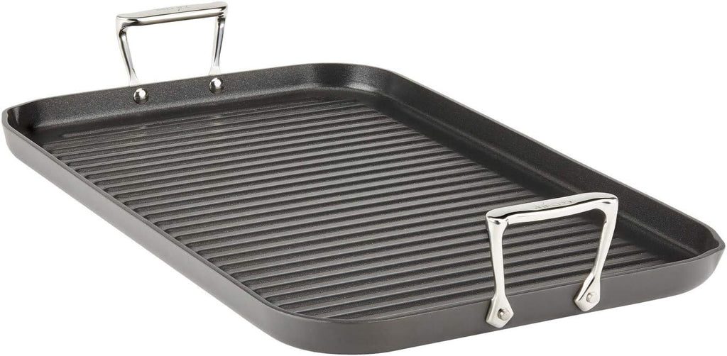 All-Clad HA1 Hard Anodized Nonstick Grill/Griddle Pan 13x20 Inch Oven Broiler Safe 500F Pots and Pans, Cookware Black