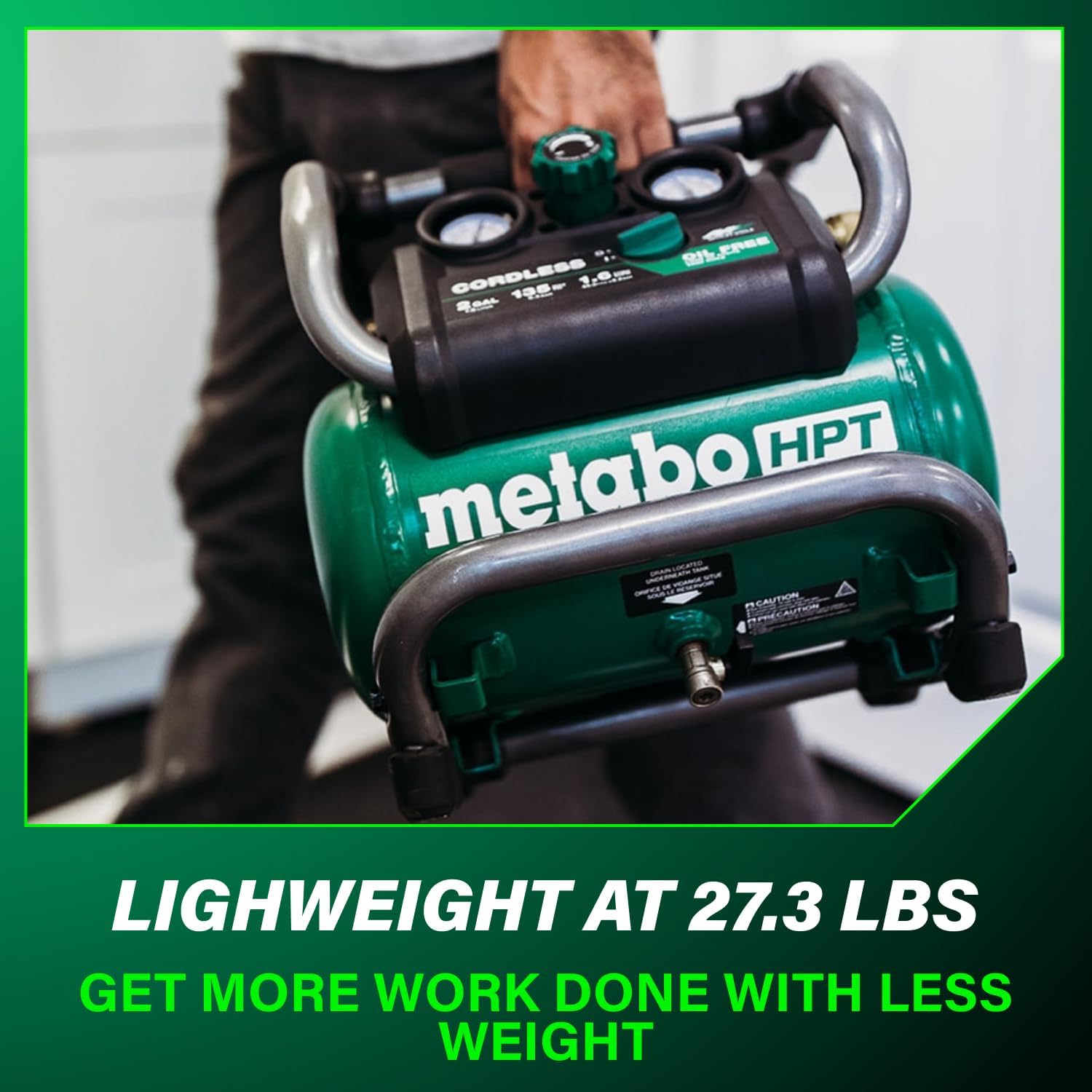 Metabo HPT 36V MultiVolt 2 Gallon Cordless Air Compressor, Portable and Versatile, Ideal for Pneumatic Finish Nailers and Tire Inflation, tool body only EC36DAQ4