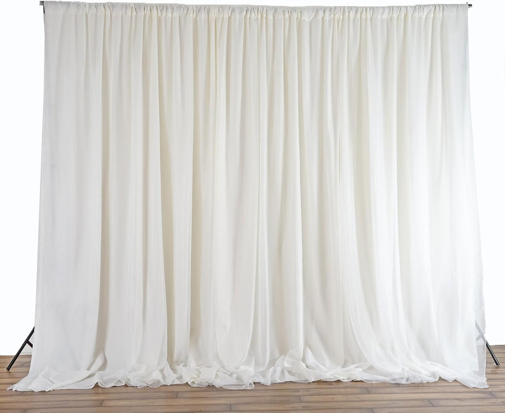BalsaCircle 20 ft x 10 ft Ivory Chiffon Fabric Backdrop Drapes Curtain - Wedding Decorations Photo Booth Reception Photography Party Supplies