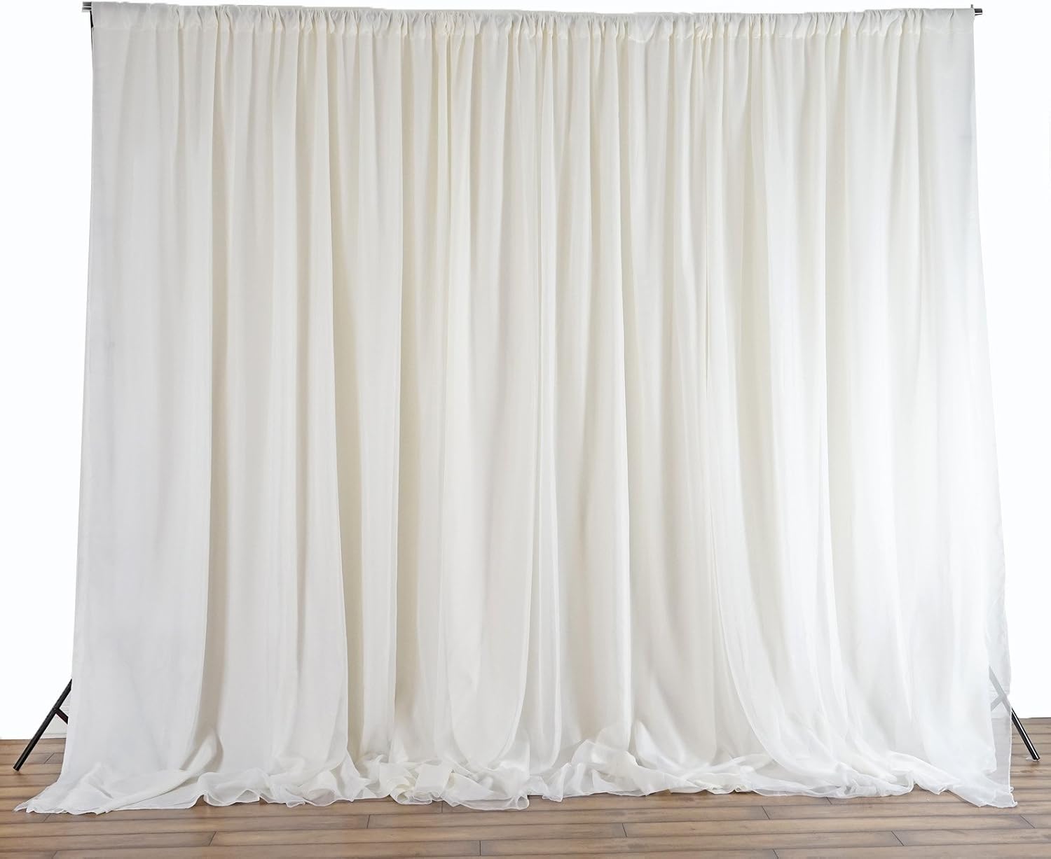 BalsaCircle 20 ft x 10 ft Ivory Chiffon Fabric Backdrop Drapes Curtain - Wedding Decorations Photo Booth Reception Photography Party Supplies