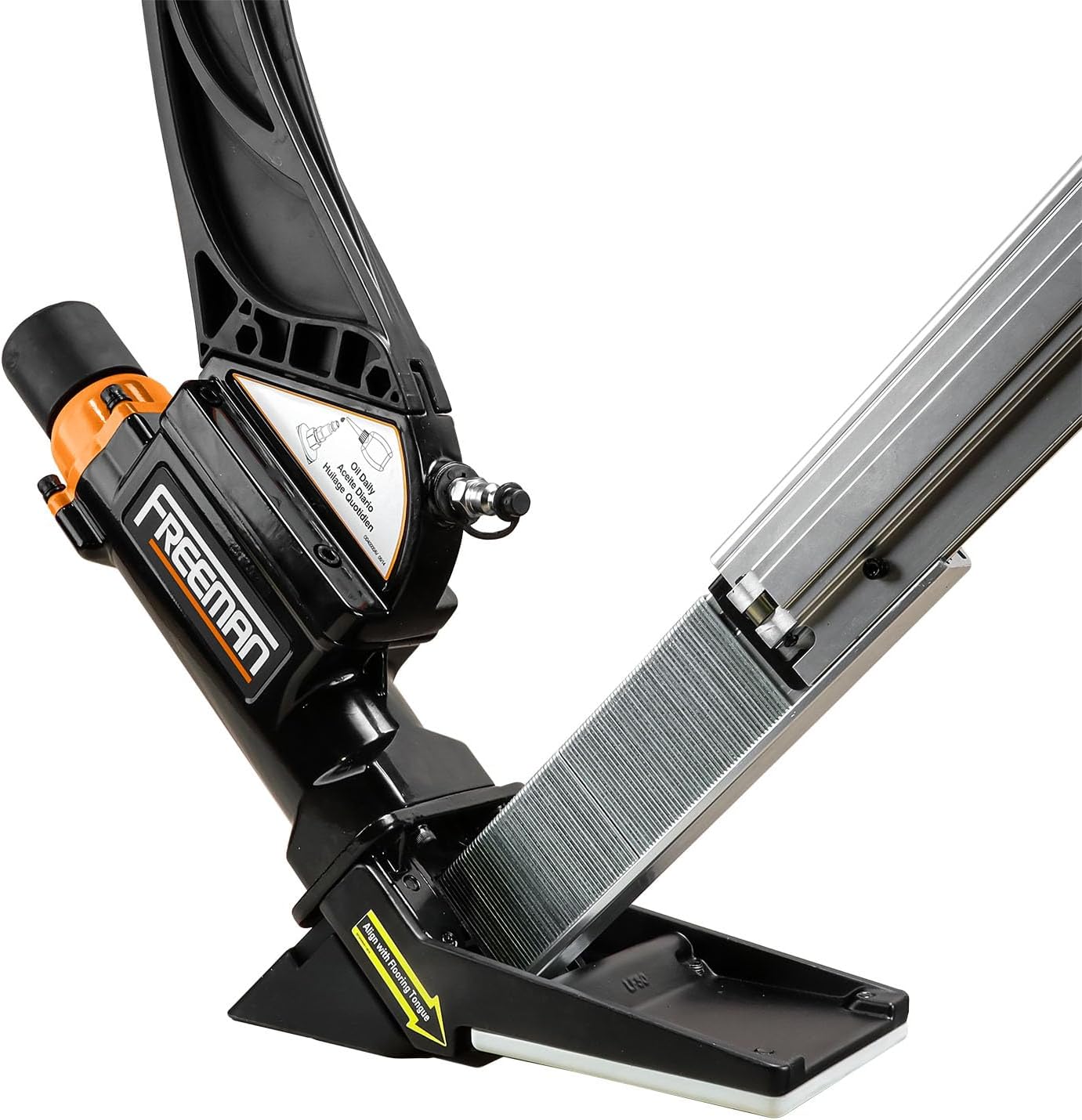 Freeman P50LSLW Lightweight Pneumatic 2-in-1 15.5-Gauge and 16-Gauge 2' Flooring Nailer/Stapler with Flooring Mallet and Interchangeable Base Plates