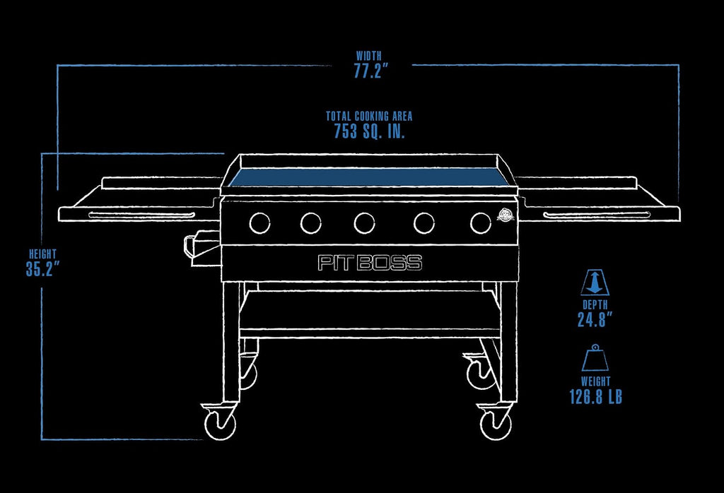 Pit Boss 11004 5-Burner with Folding Shelves Griddle, Black