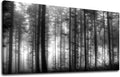 Foggy Forest Wall Art Living Room Wall Decor Black and White Woods Large Canvas Picture Modern Landscape Artwork Big Trees Contemporary Nature Pictures for Living Room Bedroom Home Office Kitchen Wall Decor 29' x 58'