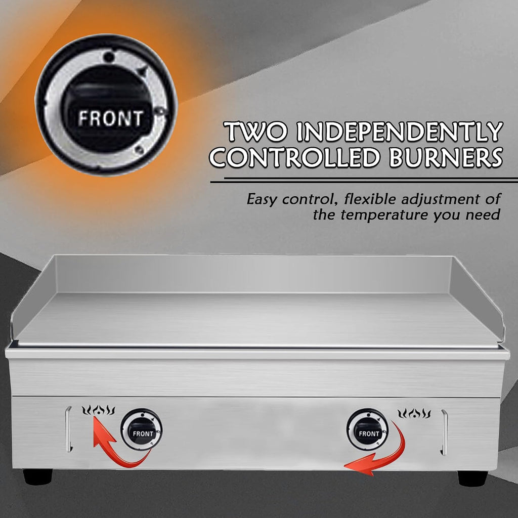 29'' Commercial Restaurant Gas Countertop Griddle LPG Gas Grill Griddle Flat Top Gril 16.14 * 28.94 in with Adjustable Temperature Control