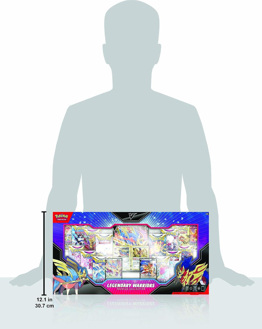 Pokemon TCG: Legendary Warriors Premium Collection Box, Zacian Zamazemta Promos, Gift for Kids, 14 Booster Packs from Sword & Shield