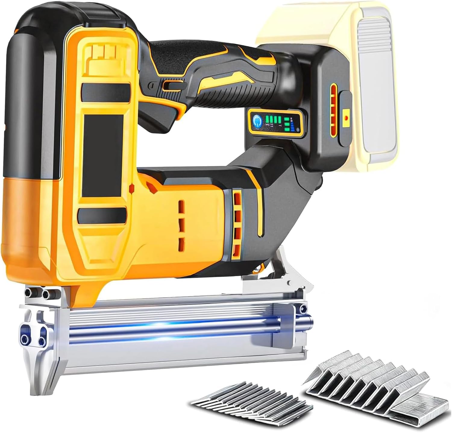 18GA Cordless Brad Nailer, 2-in-1 Electric Nail Gun & Staple Gun for Dewalt 20V MAX Battery, Brushless Motor with 1000 Nails for Woodworking Home Improvement (Battery Not Included)