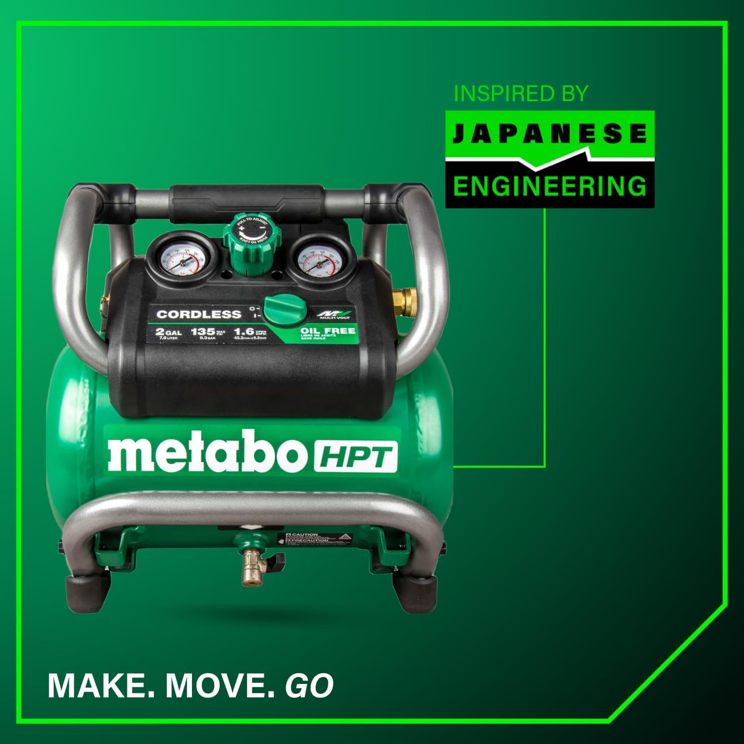 Metabo HPT 36V MultiVolt 2 Gallon Cordless Air Compressor, Portable and Versatile, Ideal for Pneumatic Finish Nailers and Tire Inflation, tool body only EC36DAQ4