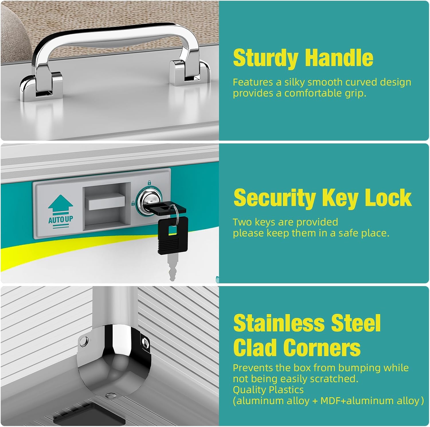 Glosen Medicine Lock Box, Medication Lock Box,Locking Medicine Box, Security Lock Boxes【Case of 8pcs-Small 】 10x6.7x6.7 Inch,First Aid Key,Lock Box for Medication