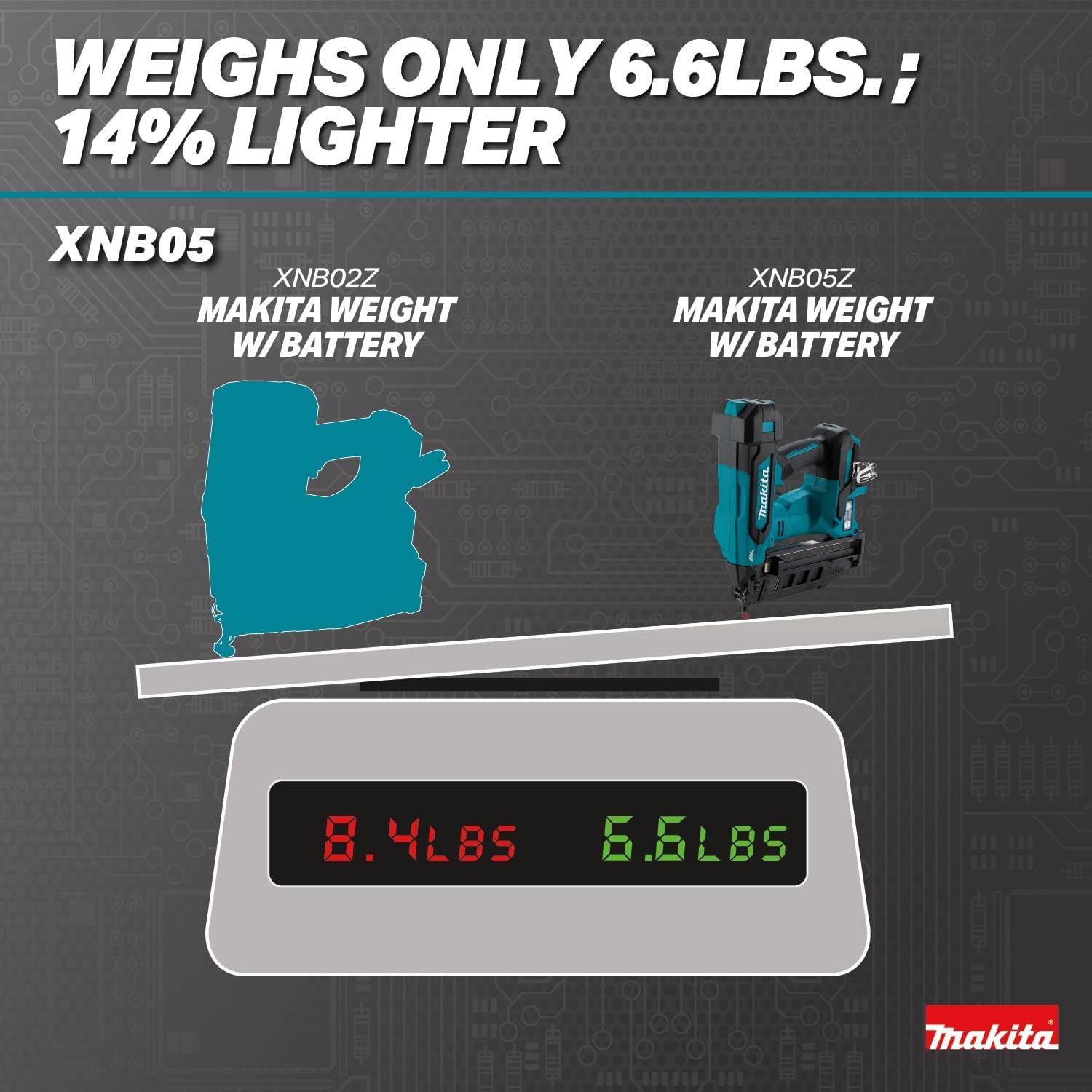 Makita XNB05Z 18V LXT® Lithium-Ion Brushless Cordless 2-1/2' Straight Finish Nailer, 16 Ga., Tool Only
