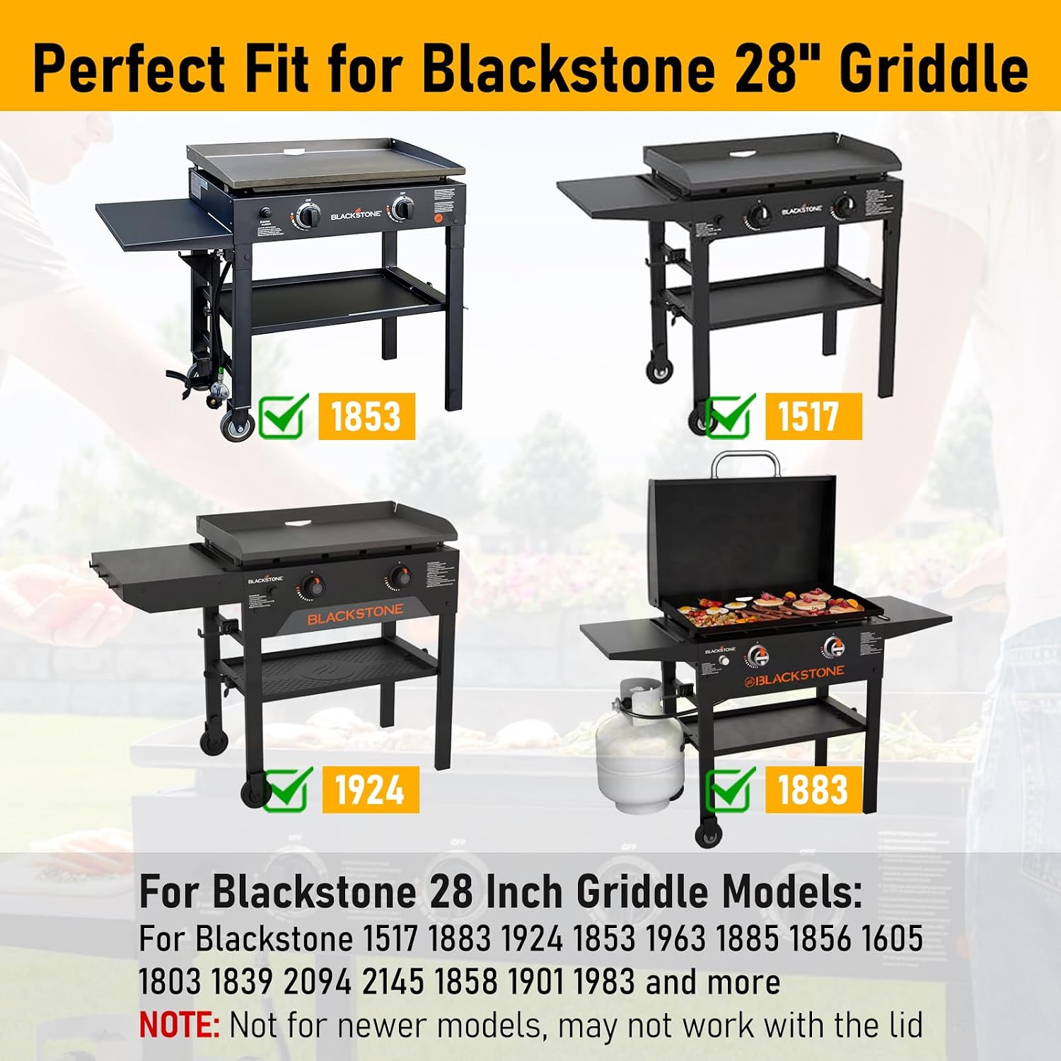 Griddle Replacement Top for Blackstone 28' Griddle 1517 1853 1883 1803 1924, Heavy Duty Steel Flat Top Griddle for Blackstone 2 Burner Gas Grill with Rear Grease System