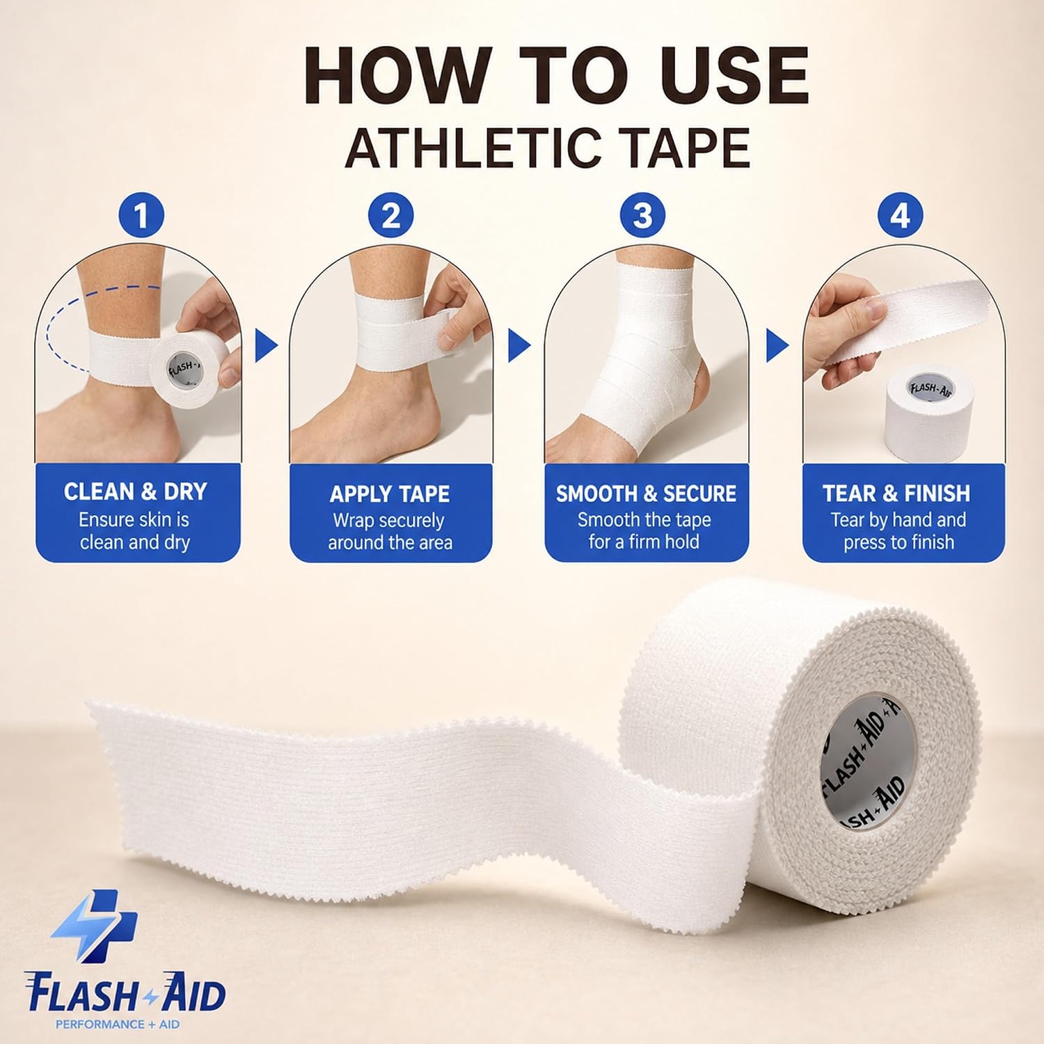 Athletic Tape – Case of 192 Rolls (1.5' x 10 Yards) | Bulk Sports Tape for Athletic Trainers, Teams, Physical Therapy & Gyms | Strong Adhesion, Latex-Free, Easy Tear, Rigid Support – White