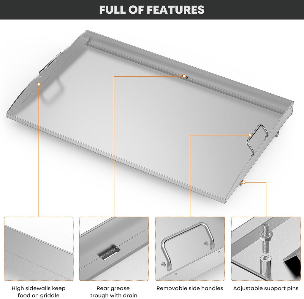 Stanbroil 36 Inch Flat Top Griddle, Stainless Steel Griddle Replacement Top for Blackstone 36' 4 Burner Gas Grill Cooking Station, Griddle Top Replacement with Rear Grease System