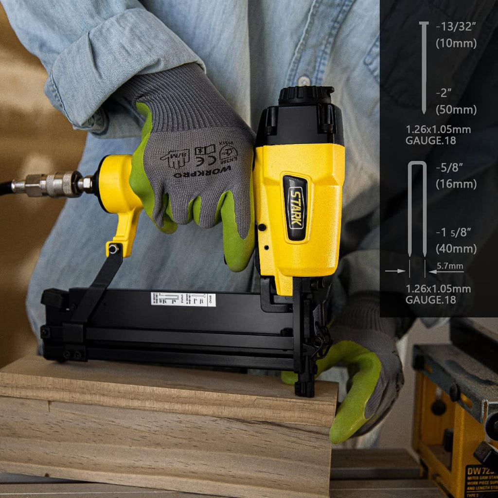 Stark USA Air Compressor Kit, Oil-Free 6 Gallon, 150 SPI with 18 Gauge Brad Nailer