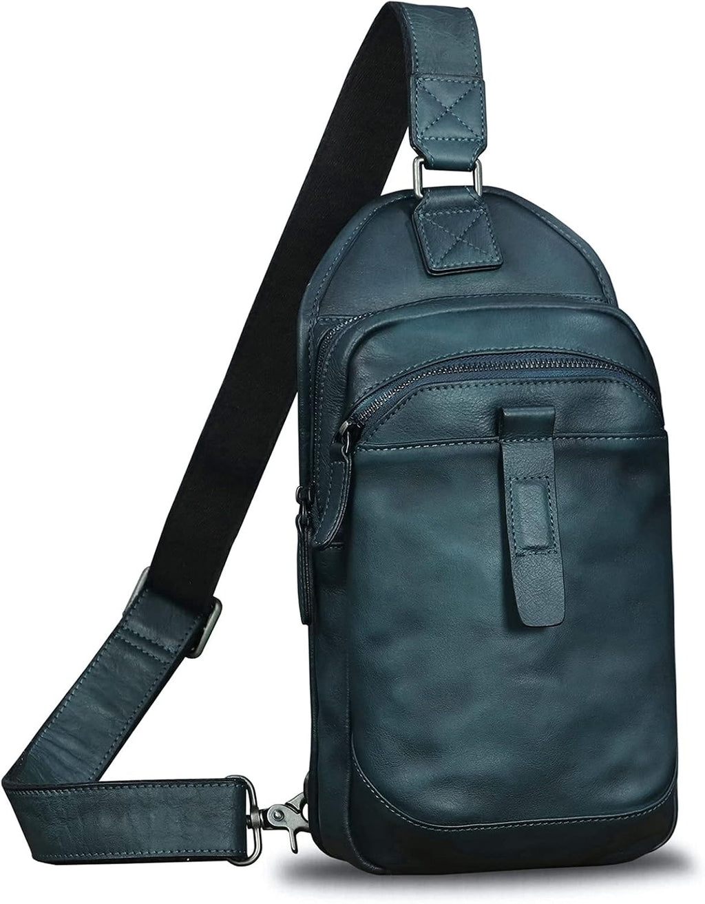 Genuine Leather Silng Bag for Men and Women Retro Leather Sling Backpack Purse Shoulder Crossbody Bag Chest Bag