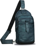 Genuine Leather Silng Bag for Men and Women Retro Leather Sling Backpack Purse Shoulder Crossbody Bag Chest Bag