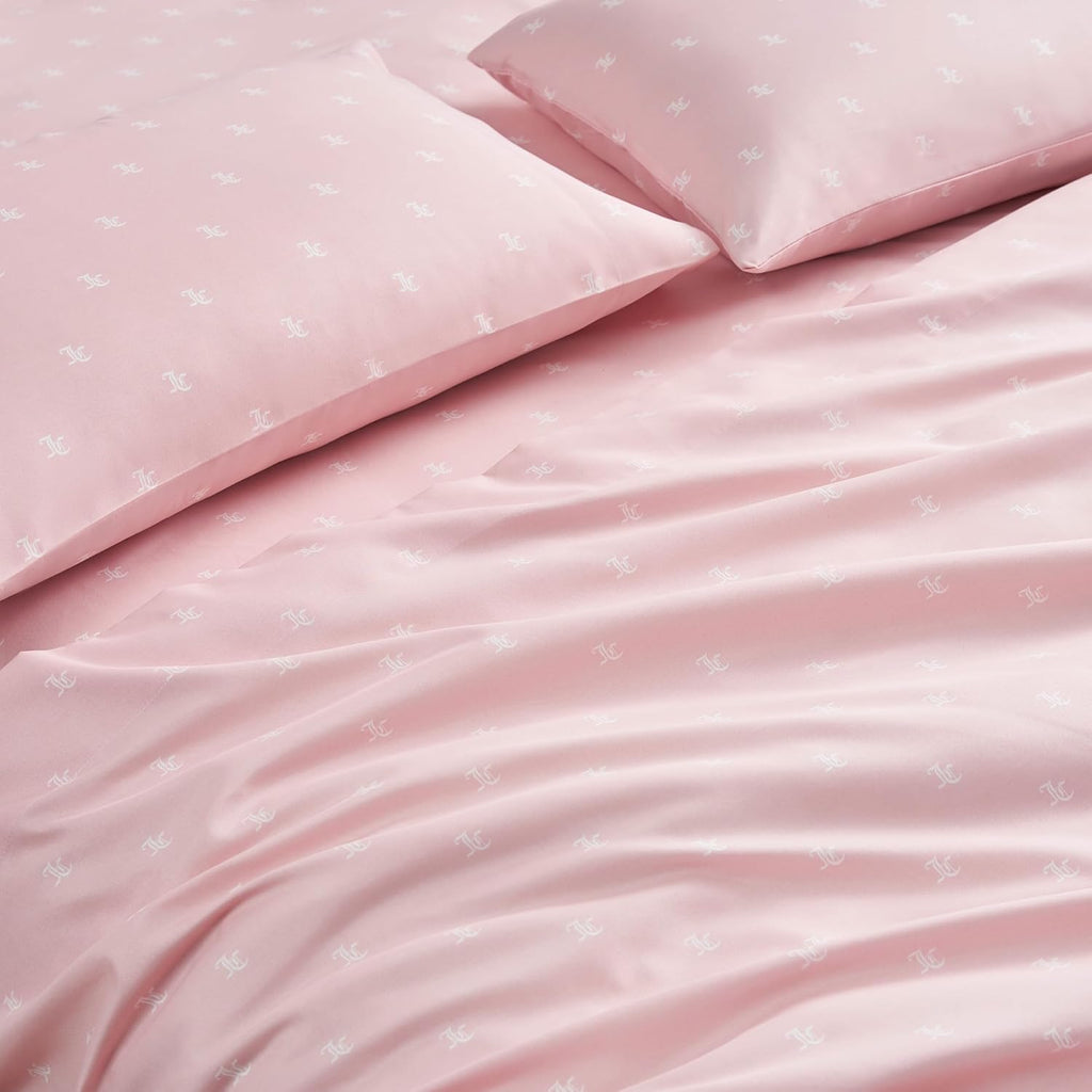 Juicy Couture Black Link Logo Printed Comforter Set, King – Complete 8-Piece Bed in a Bag Collection