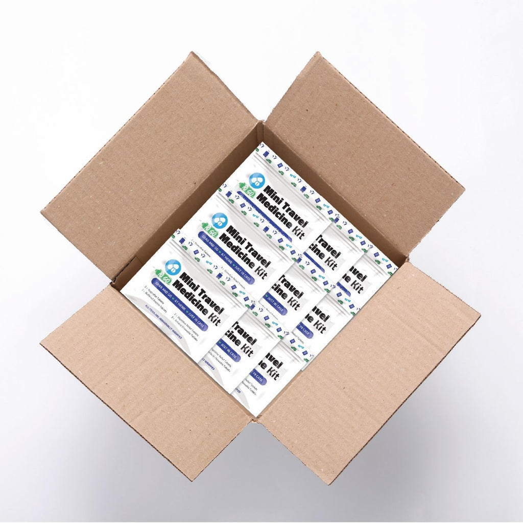 Mini Travel Medicine Kit – Variety Pack of Individual OTC Packets – Individual Packets for Emergency, First Aid, Cruise & Camping – Compact Size for Purse, Bag or Car (Red) (50)