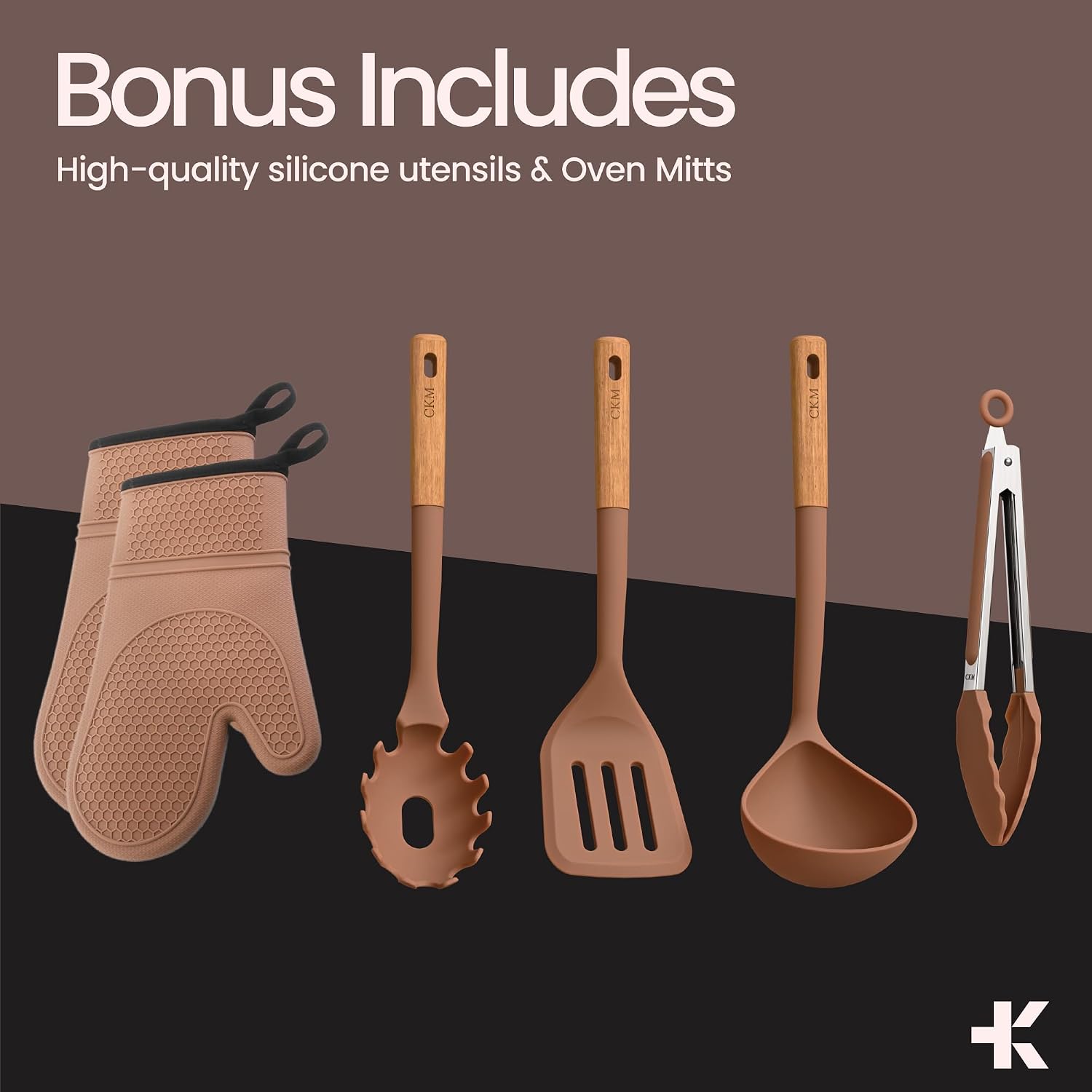 Crystal Kung Minkoff Ceramic Cookware Set – 14-Piece Pots and Pans Set with Lids, Silicone Utensils & Oven Mitts, Nonstick and Non-Toxic, PTFE/PFAS Free, Dishwasher & Stovetop Safe Up to 500°F