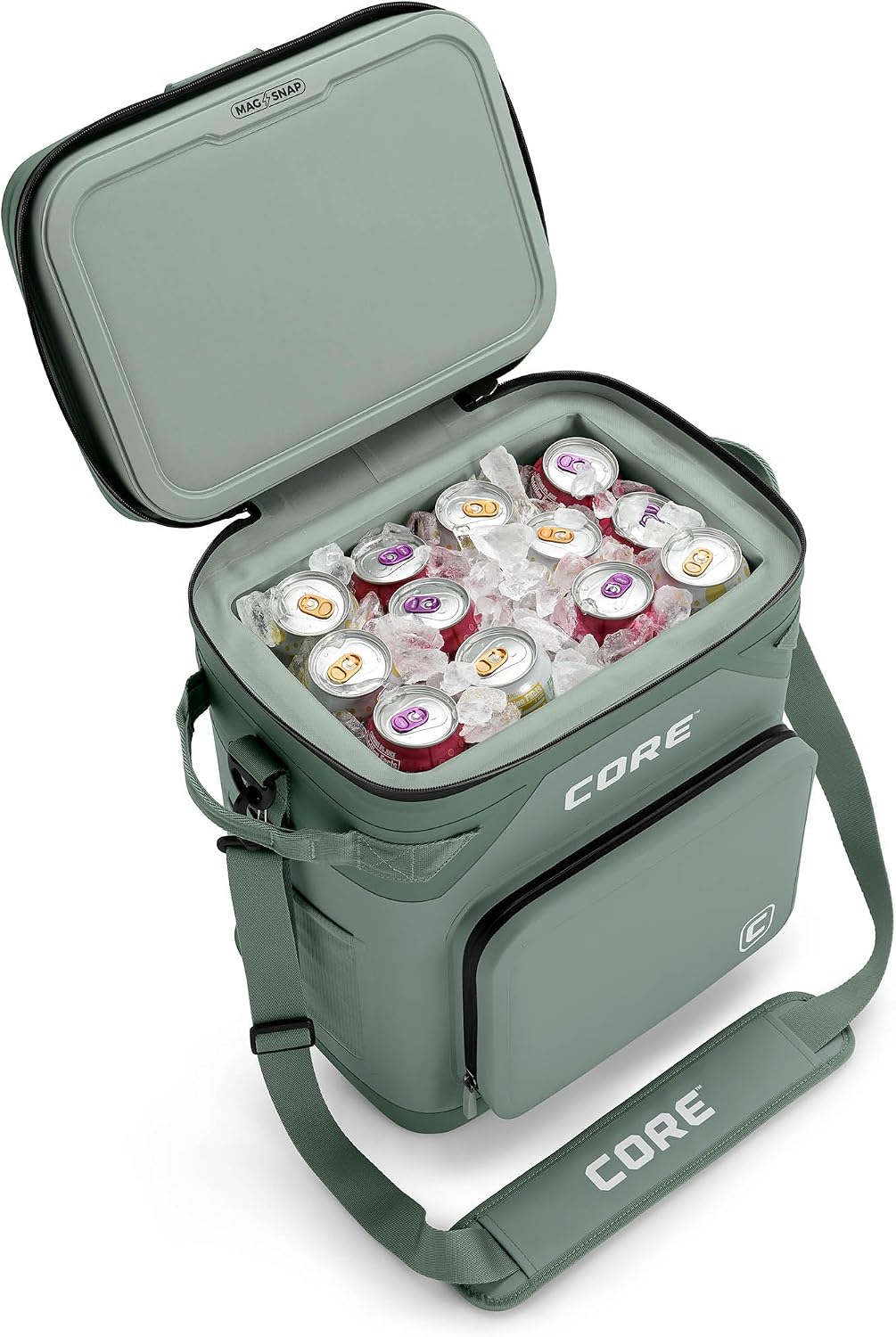 CORE Magnetic Leak Proof Soft Cooler with Waterproof Zipper | Insulated Bag Portable Ice Chest Box | Best Soft Cooler for Food & Beverages for Tailgating, Car Camping, Travel, and Family Beach Picnics