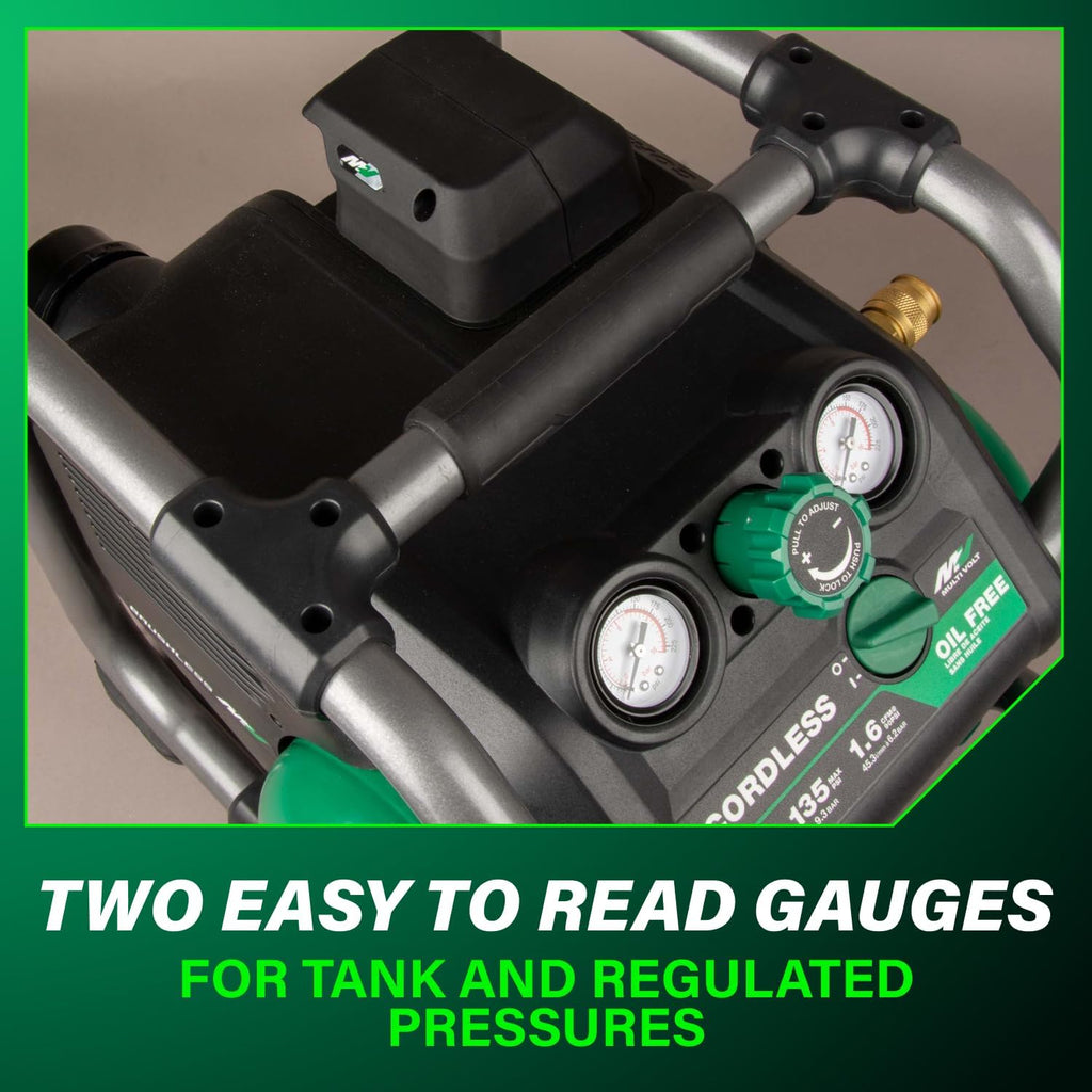 Metabo HPT 36V MultiVolt 2 Gallon Cordless Air Compressor, Portable and Versatile, Ideal for Pneumatic Finish Nailers and Tire Inflation, tool body only EC36DAQ4