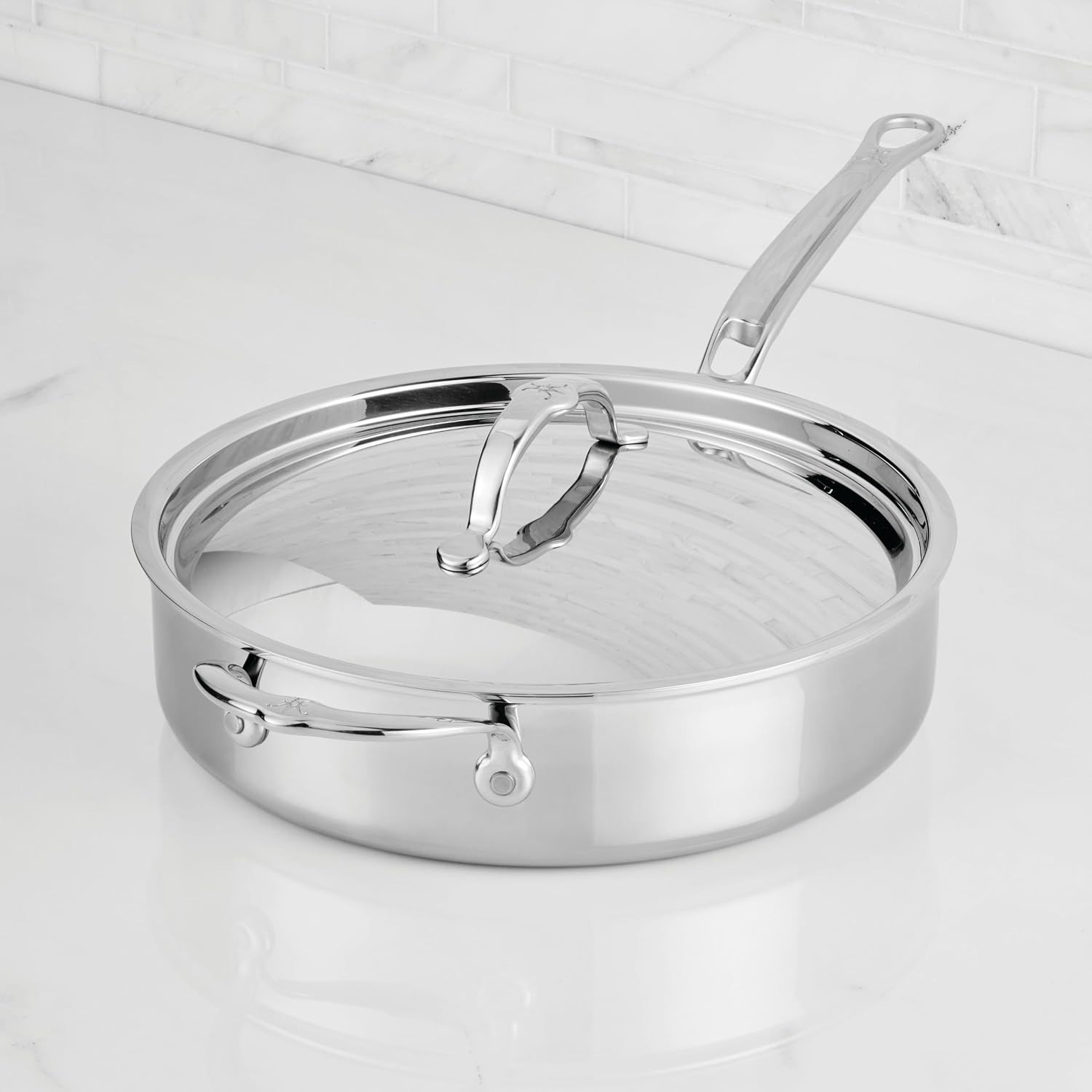 Hestan ProBond Luxe 3.5-Quart Sauté Pan with Lid, Professional Clad Stainless, ProCore Tri-Ply Clad Construction, Polished Exterior, Induction & Oven Safe