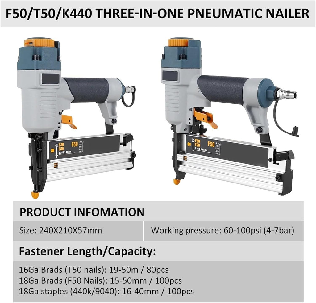 finish nailer, Air Nailer Carpenter Pneumatic Nail Tool T50 F50 440K Air Brads Nailer Nail Depth Adjustment Ergonomic And Lightweight,nail gun for trim