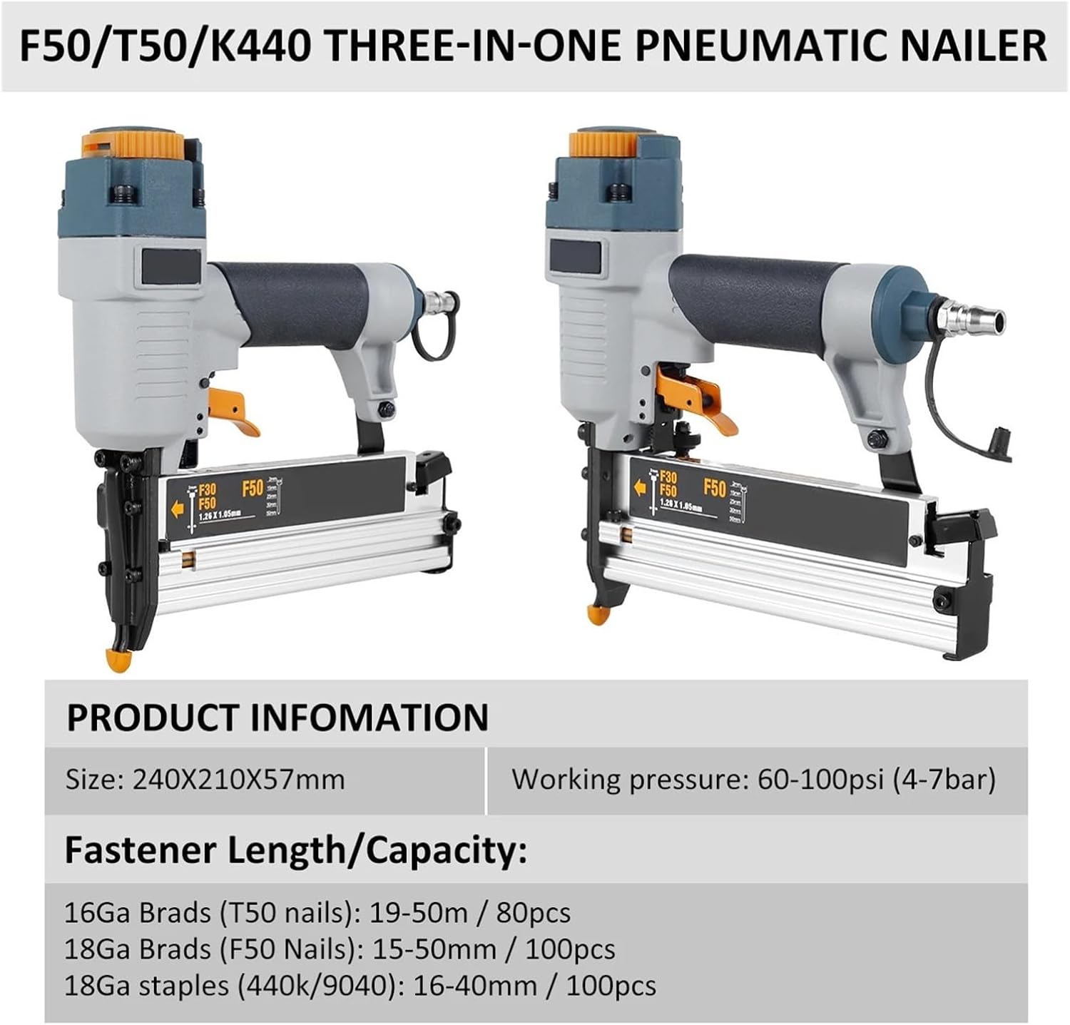 finish nailer, Air Nailer Carpenter Pneumatic Nail Tool T50 F50 440K Air Brads Nailer Nail Depth Adjustment Ergonomic And Lightweight,nail gun for trim