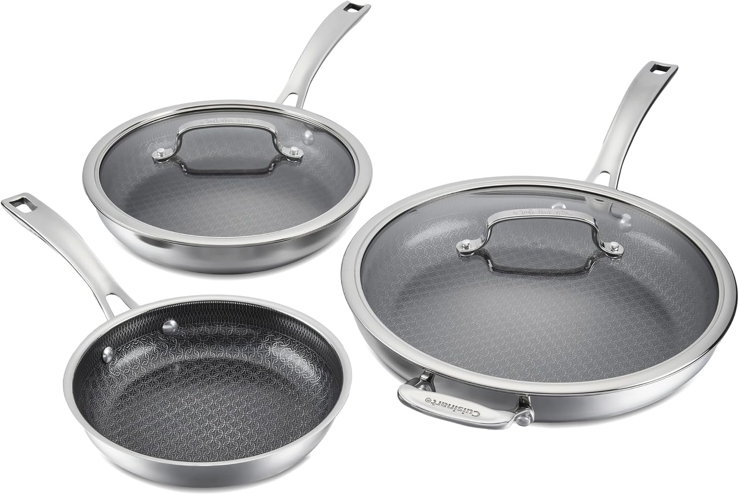 Cuisinart FusionPlus Hybrid Stainless Steel Cookware Set, 5-Piece Skillet Cooking Set with PFAS-Free PURELYSEAR CeramicT echnology, Scratch Proof, Cool Grip Handles, Dishwasher Safe