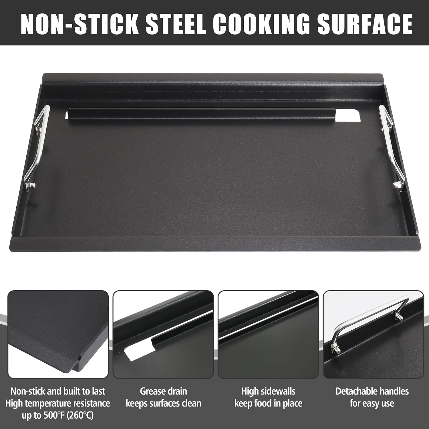 SafBbcue Full Size Griddle Inserts for Kenmore 146.16197210 146.16142210 146.16198210 146.16222010 146.16197211 Flat Top Griddle for Kenmore Grill Parts 4 Burner 146.16198211, Carbon Steel