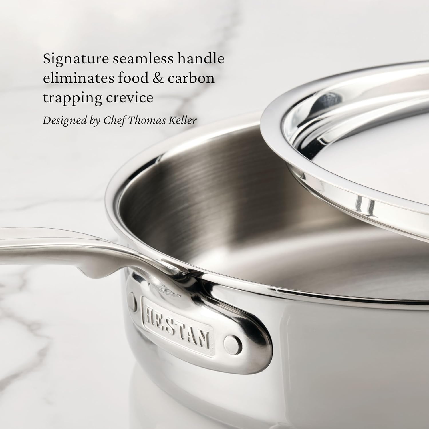 Hestan ProBond Luxe 3.5-Quart Sauté Pan with Lid, Professional Clad Stainless, ProCore Tri-Ply Clad Construction, Polished Exterior, Induction & Oven Safe