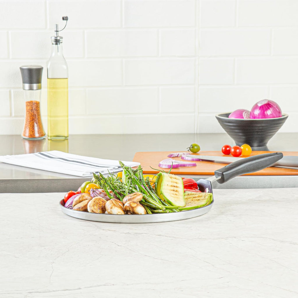 Restaurantware Nonstick Griddle 10 Count 10 x 10 Inch Aluminum Nonstick Frying Griddle With Bakelite Handle - Square Frying Pan With Even Heating - Black Cooking Surface For Home Kitchens