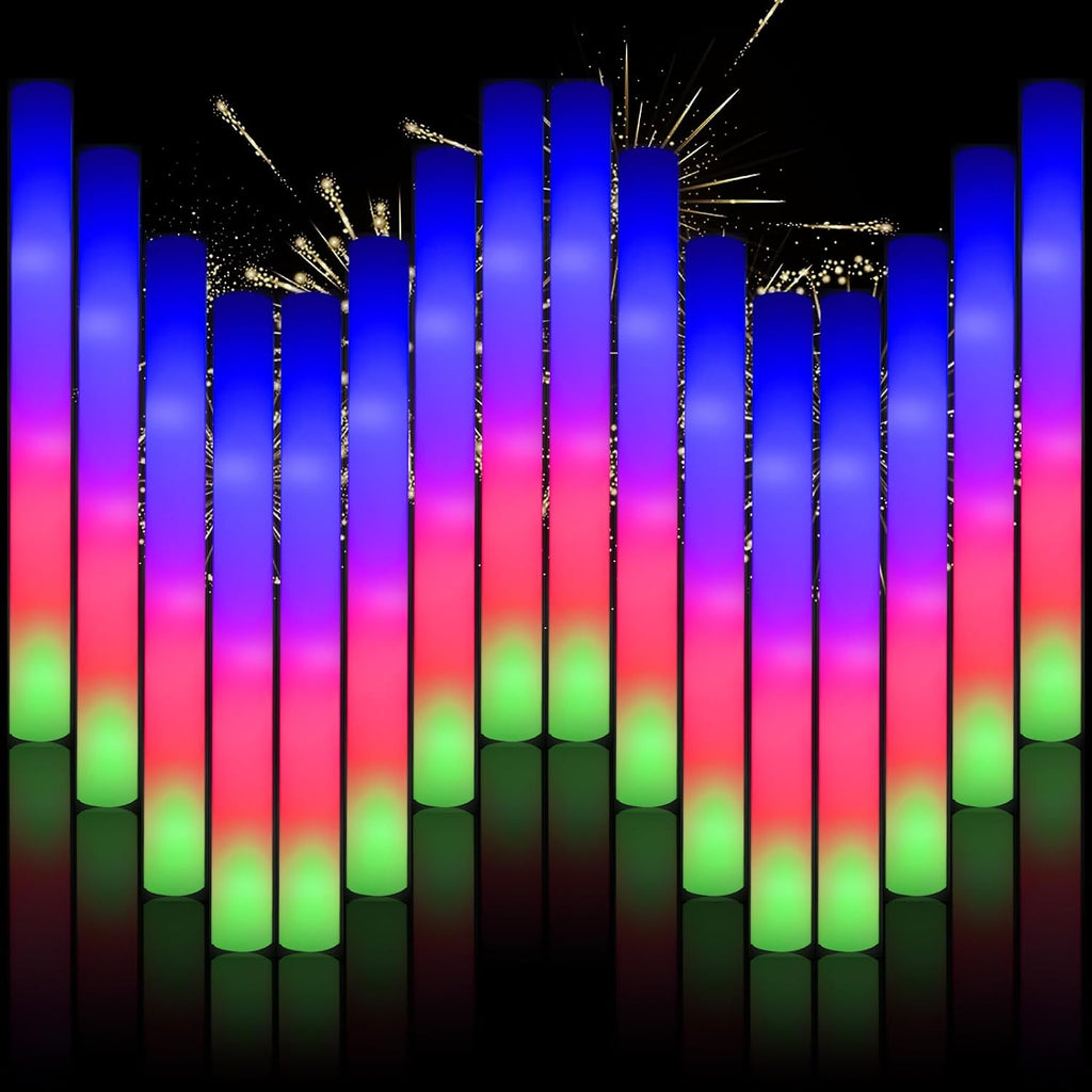 202PCS Glow Foam Sticks Bulk,LED Foam Sticks 3 Modes Flashing Glow in the Dark Light up Party Favors Supplies for Birthday, Wedding, Raves, Co