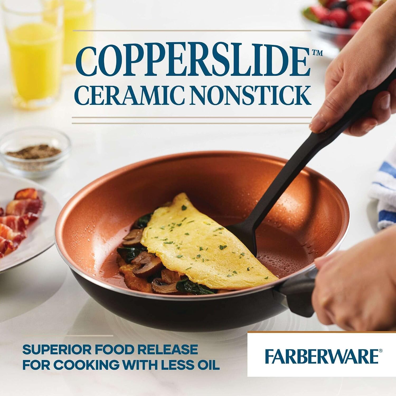 Farberware 10365 Glide Dishwasher Safe Nonstick Cookware Set / Pots and Pans Set - 11 Piece, Black