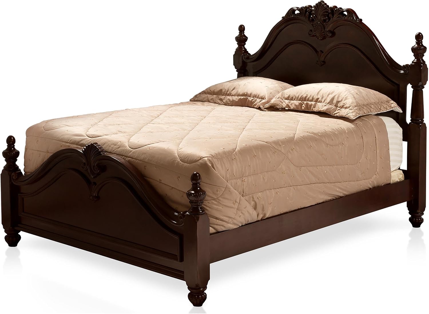 Furniture of America FOA Ruben 2pc Cherry Solid Wood Panel Bedroom Set - King + Nightstand